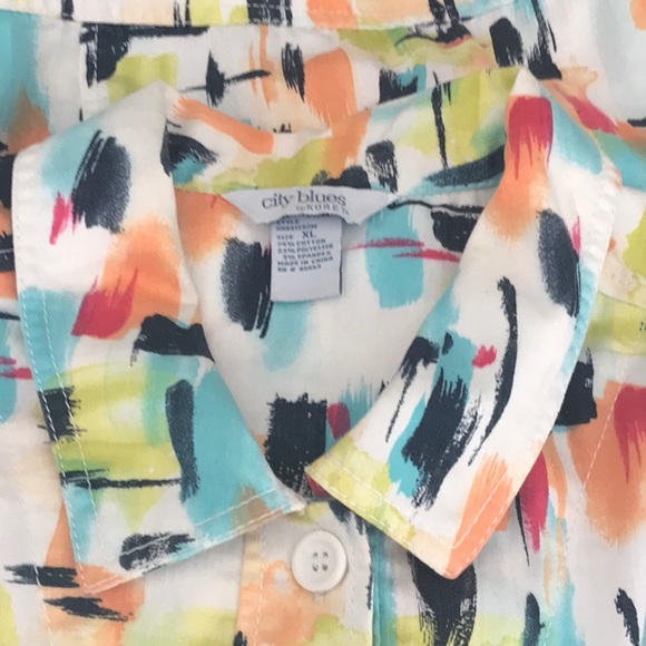 City blues by Koret multicolored 3/4 sleeve button down jacket stretch - Picture 6 of 7